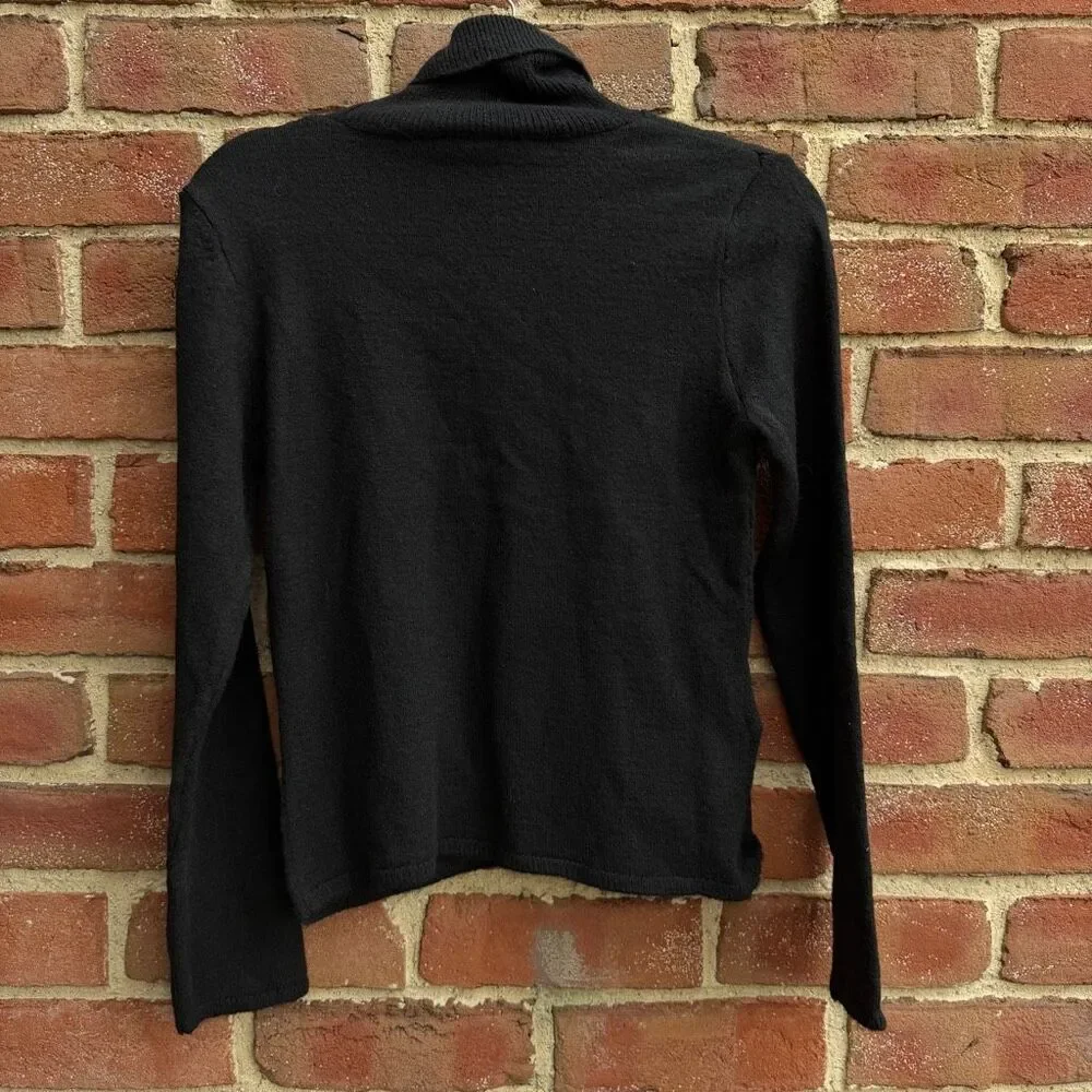 MNG Mango Women's Turtleneck Wool Blend senseicv Black Sweater Medium NWT